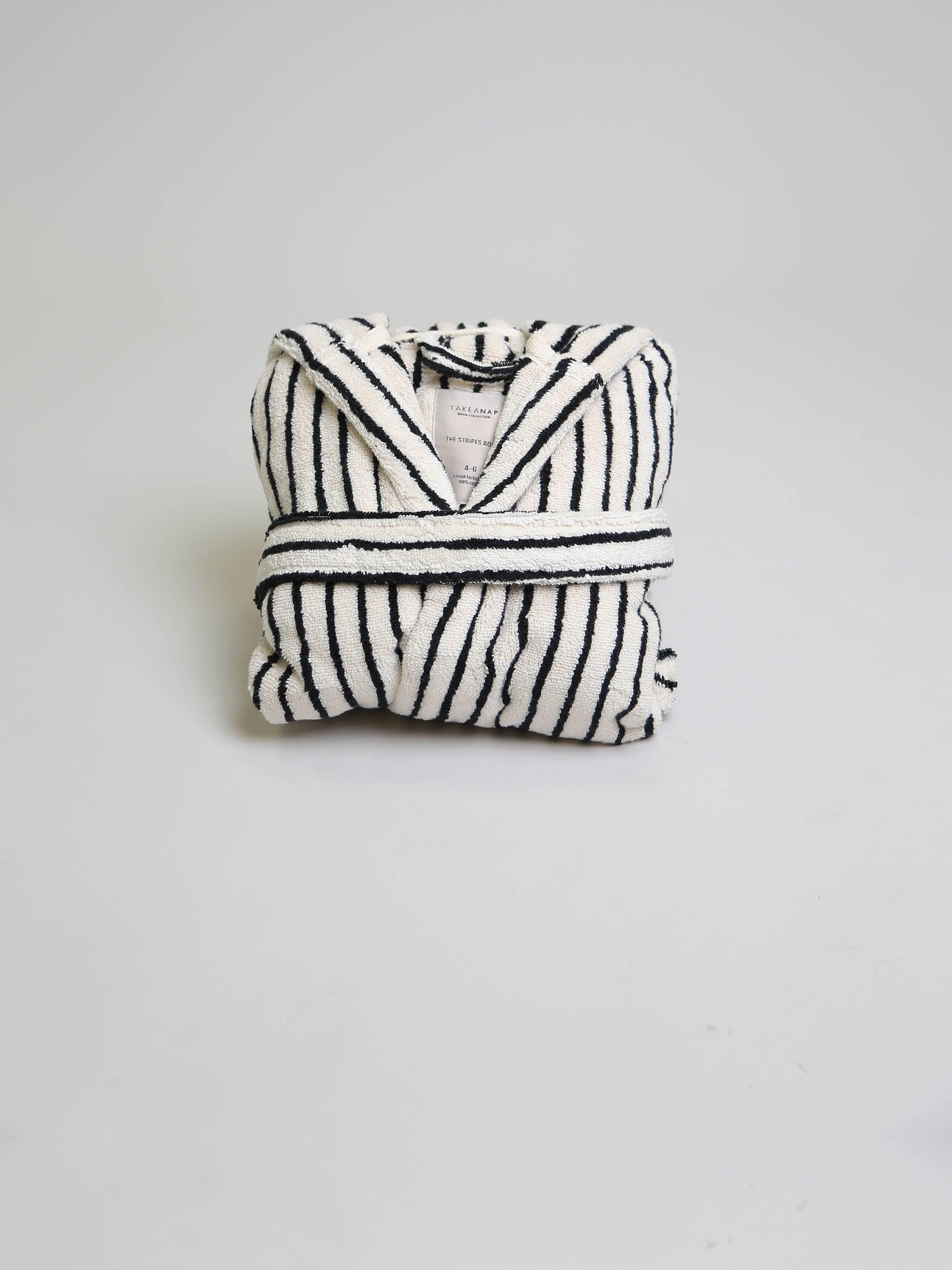 חלוק רחצה ילדים -שחור Stripes - Image 3
